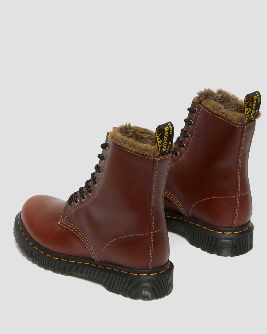 Brown Abruzzo Wp Women's Dr Martens 1460 Serena Faux Fur Lined Lace Up Boots | IHN-150273