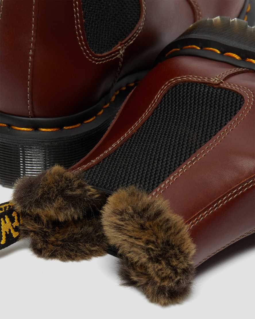 Brown Abruzzo Wp Women's Dr Martens 2976 Leonore Faux Fur Lined Chelsea Boots | HWV-179350