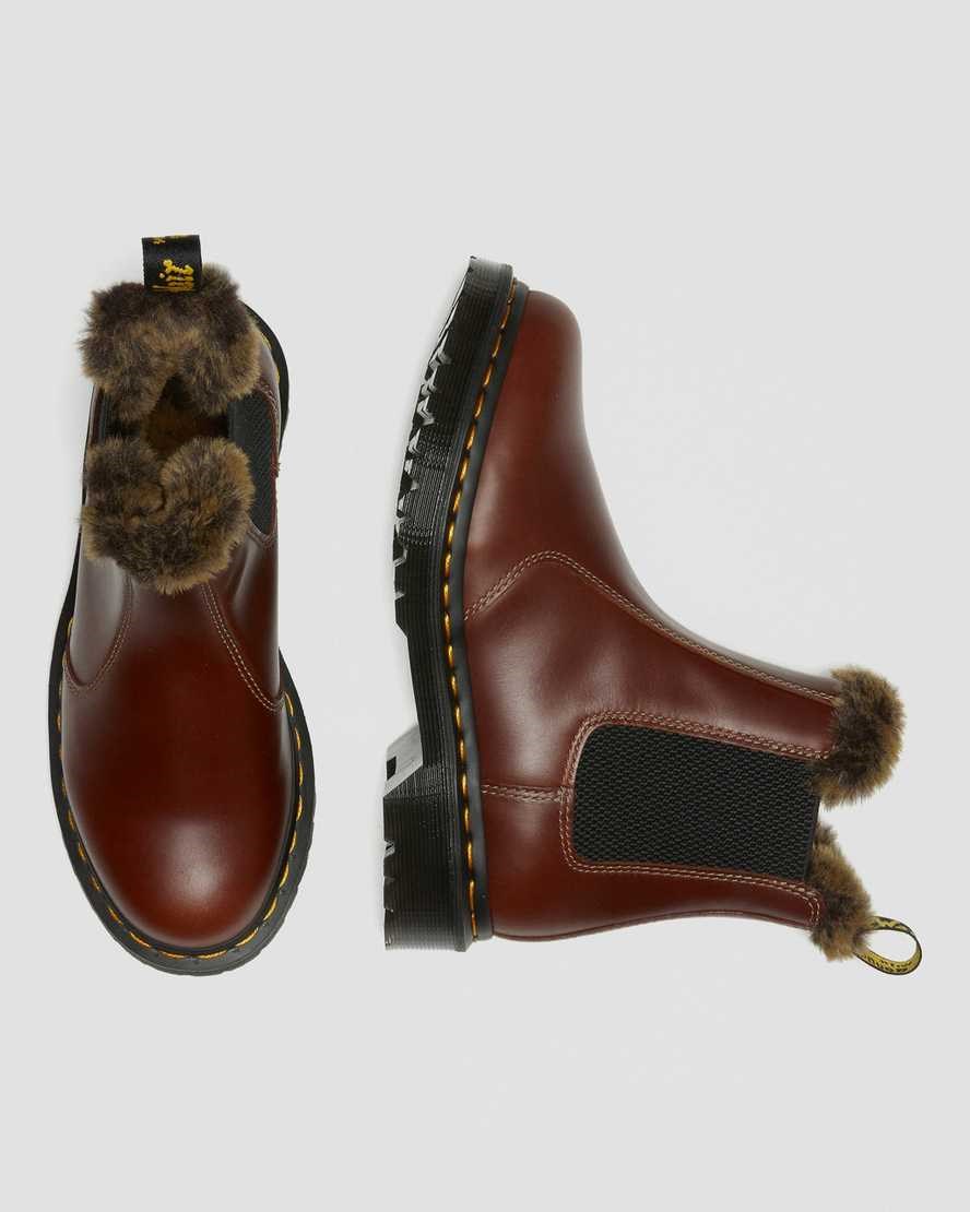 Brown Abruzzo Wp Women's Dr Martens 2976 Leonore Faux Fur Lined Chelsea Boots | HWV-179350