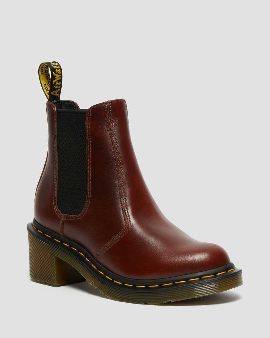 Brown Abruzzo Wp Women's Dr Martens Cadence Leather Heeled Chelsea Boots | DBH-240786