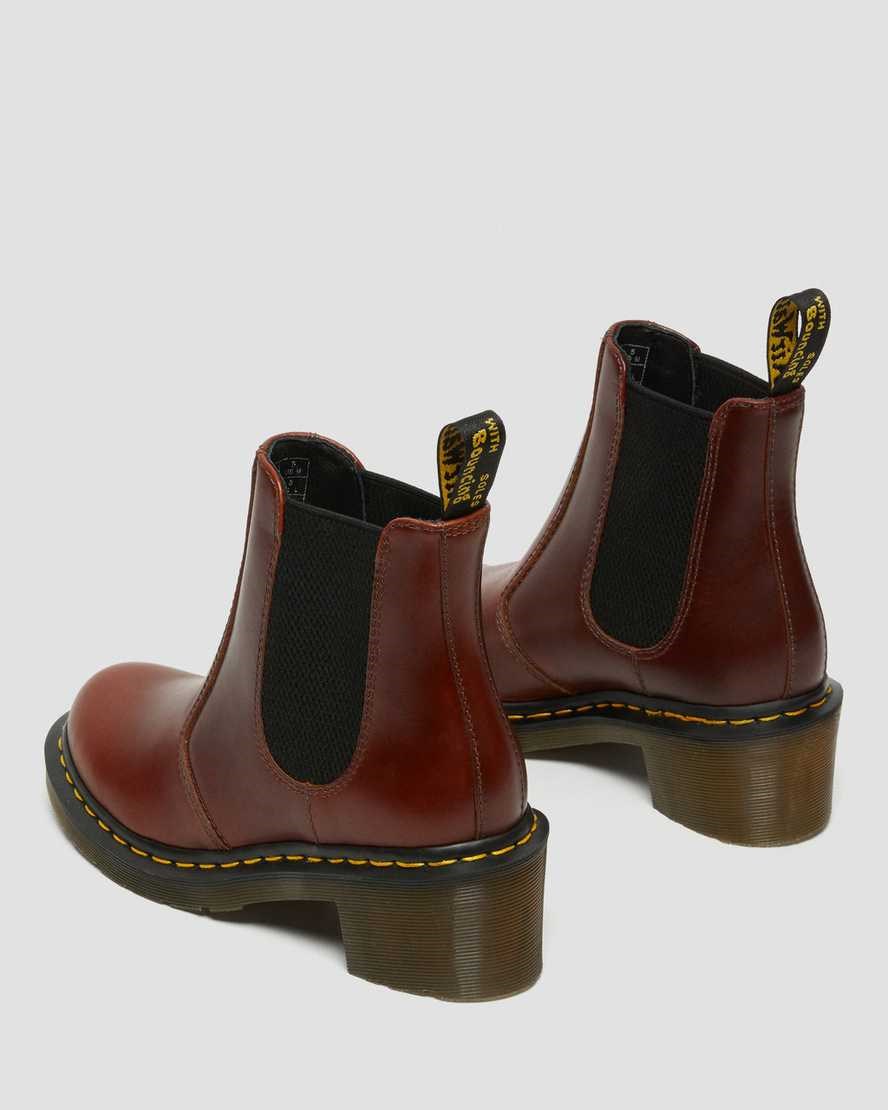 Brown Abruzzo Wp Women's Dr Martens Cadence Leather Heeled Chelsea Boots | DBH-240786