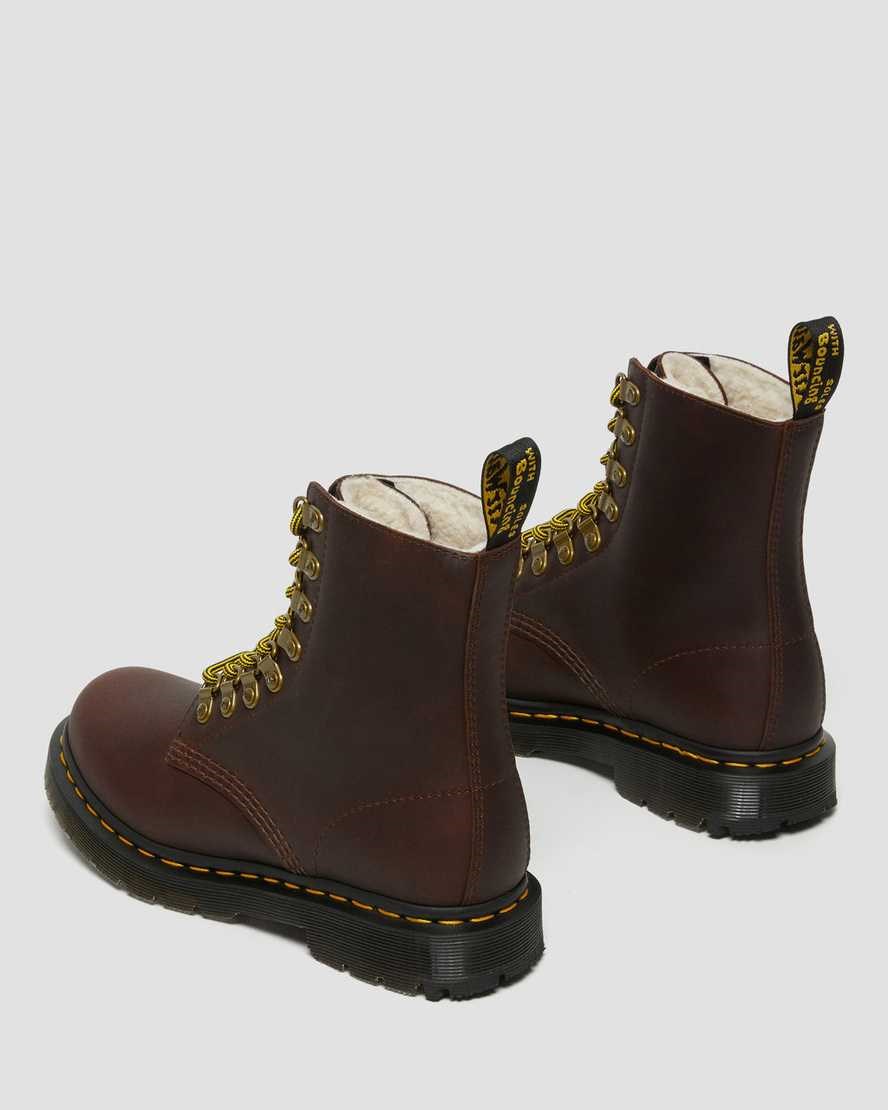 Brown Snowplow Women's Dr Martens 1460 Pascal DM's Wintergrip Leather Lace Up Boots | ADZ-603824