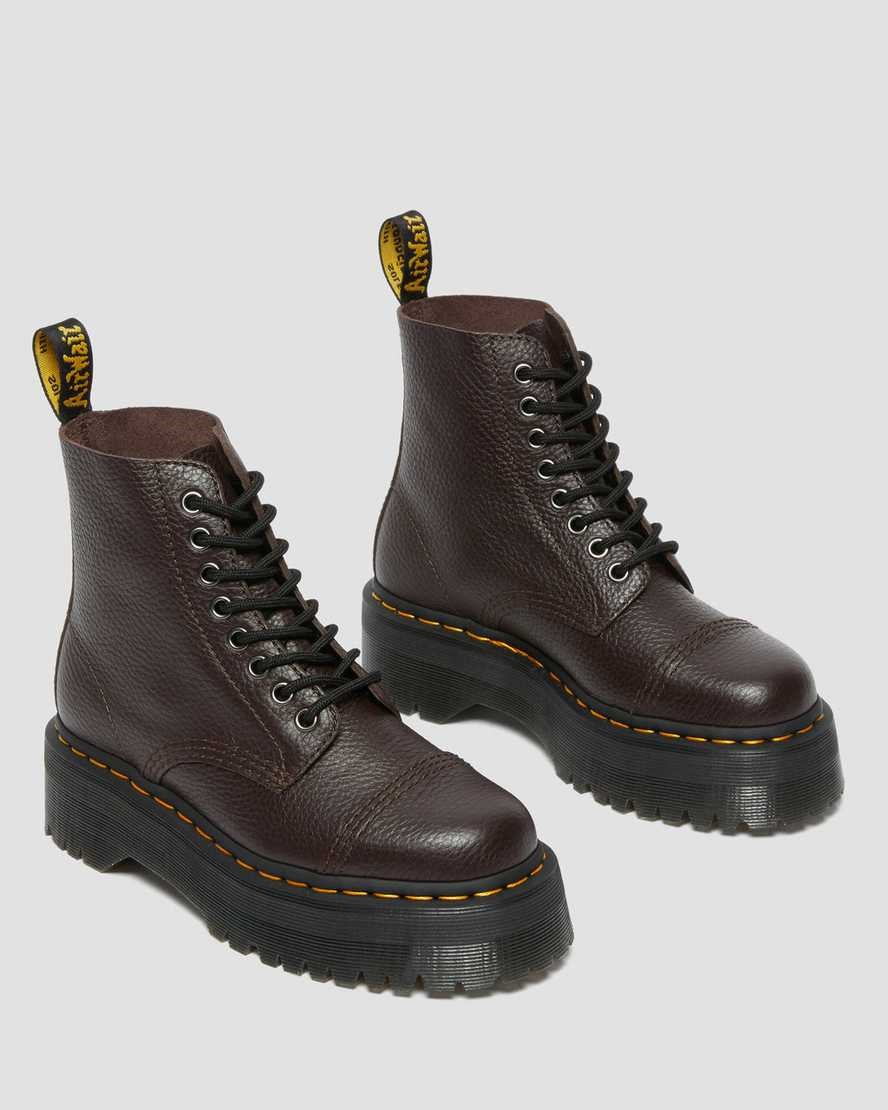 Burgundy Milled Nappa Leather Women's Dr Martens Sinclair Milled Nappa Leather Lace Up Boots | UGRZQEN-94