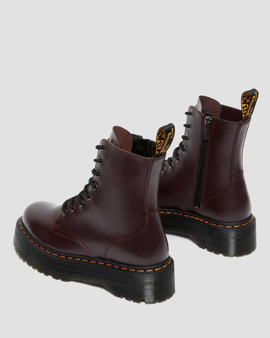 Burgundy Smooth Leather Women's Dr Martens Jadon Smooth Leather Lace Up Boots | IES-361259