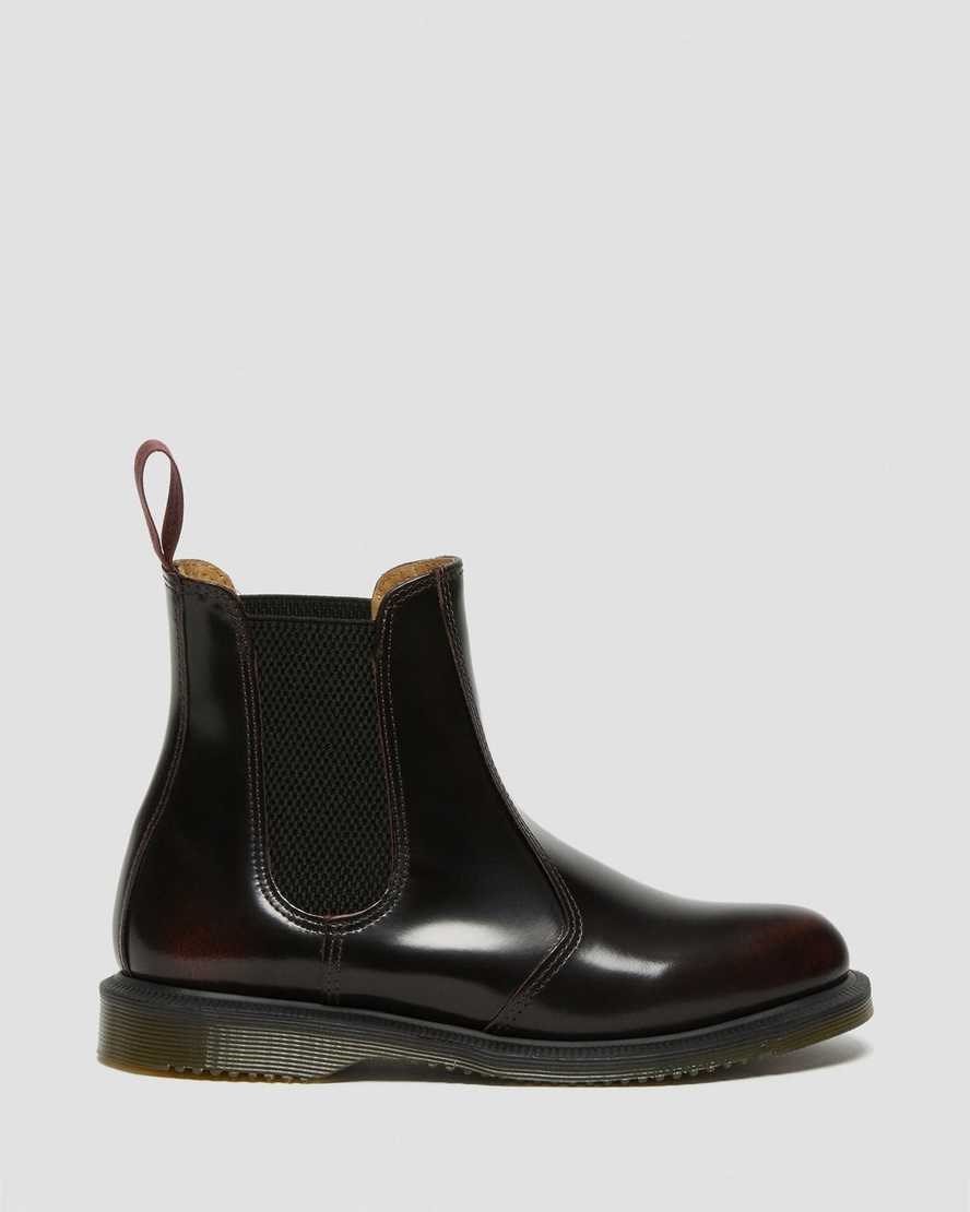 Cherry Red Arcadia Leather Women's Dr Martens Flora Arcadia Leather Chelsea Boots | AGD-367890