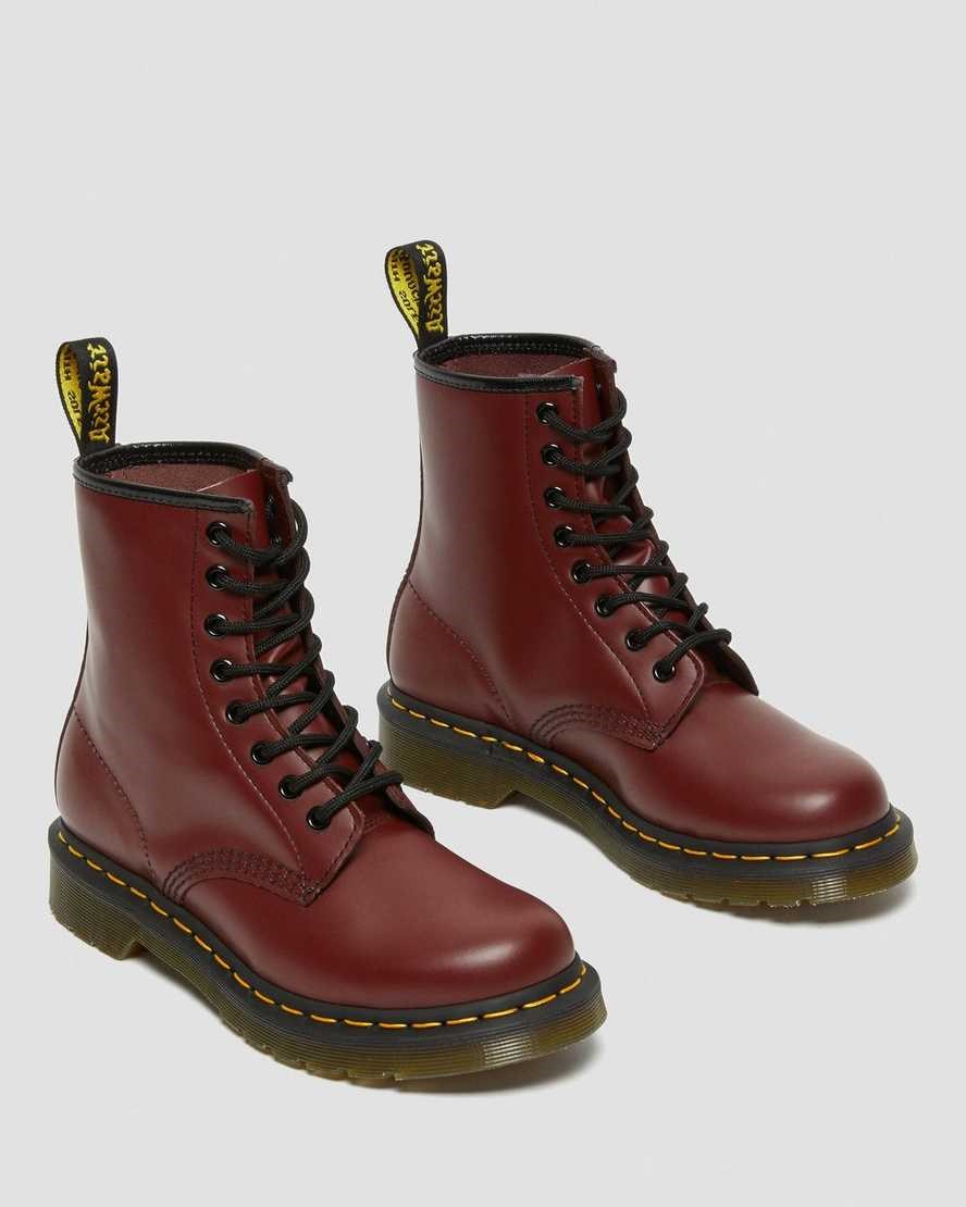 Cherry Red Smooth Leather Women's Dr Martens 1460 Smooth Leather Lace Up Boots | XVP-169804