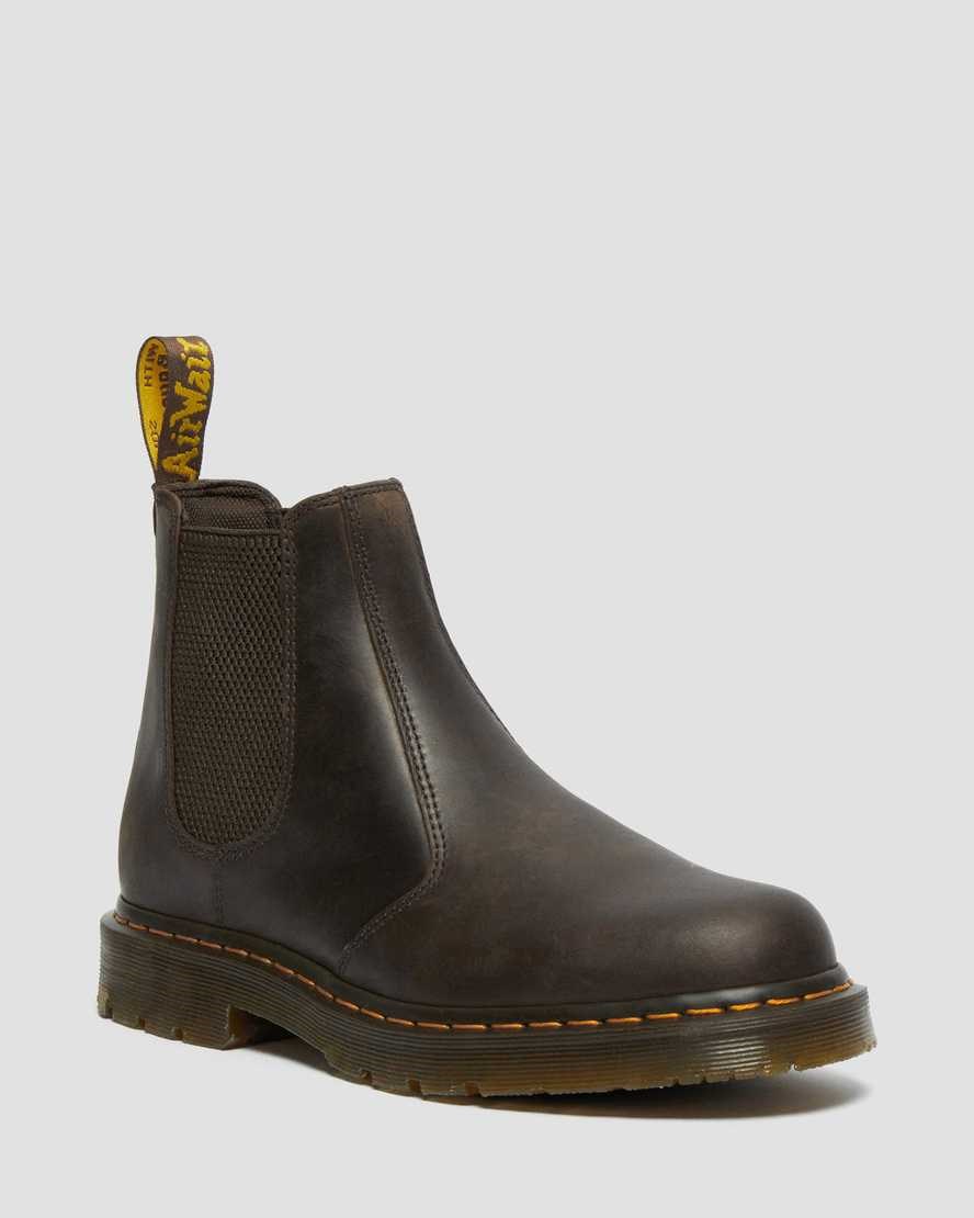 Dark Brown Crazy Horse Leather Women's Dr Martens 2976 Slip Resistant Leather Chelsea Boots | XIY-217865