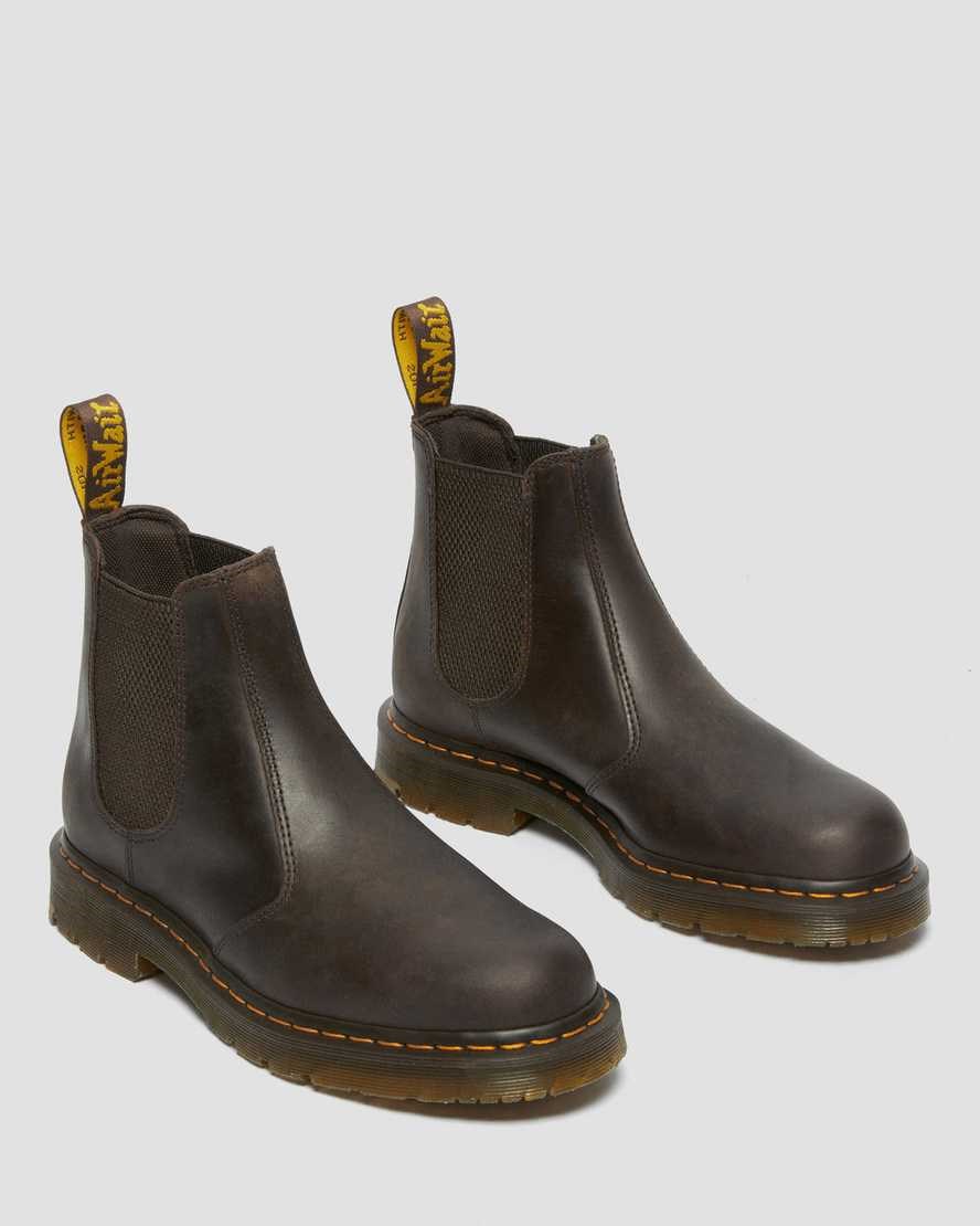 Dark Brown Crazy Horse Leather Women's Dr Martens 2976 Slip Resistant Leather Chelsea Boots | XIY-217865