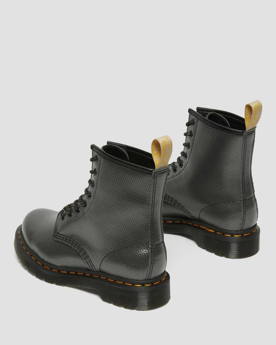 Grey Alumix Hex Emboss Women's Dr Martens Vegan 1460 Metallic Emboss Lace Up Boots | UPAJORE-06