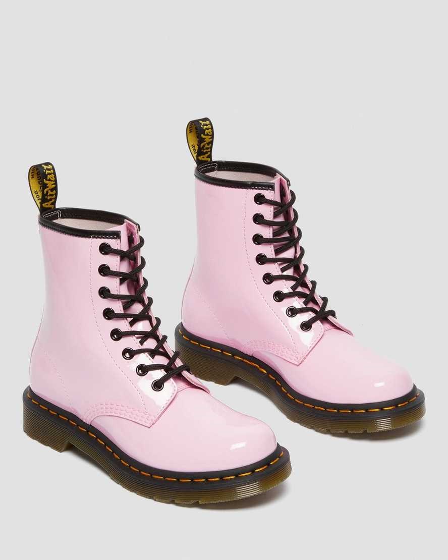 Pale Pink Patent Lamper Women's Dr Martens 1460 Patent Leather Lace Up Boots | YHG-415298