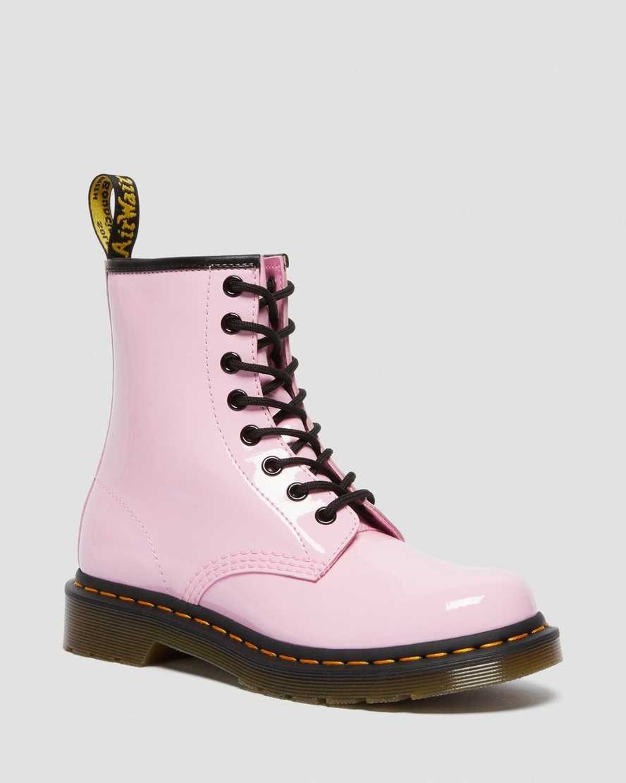 Pale Pink Patent Lamper Women\'s Dr Martens 1460 Patent Leather Lace Up Boots | YHG-415298