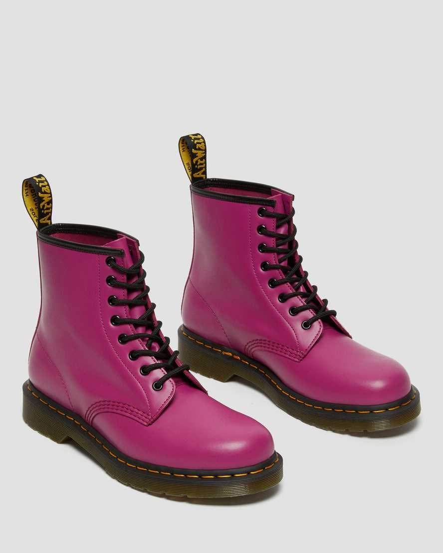 Pink Smooth Leather Women's Dr Martens 1460 Smooth Leather Lace Up Boots | KQC-457093