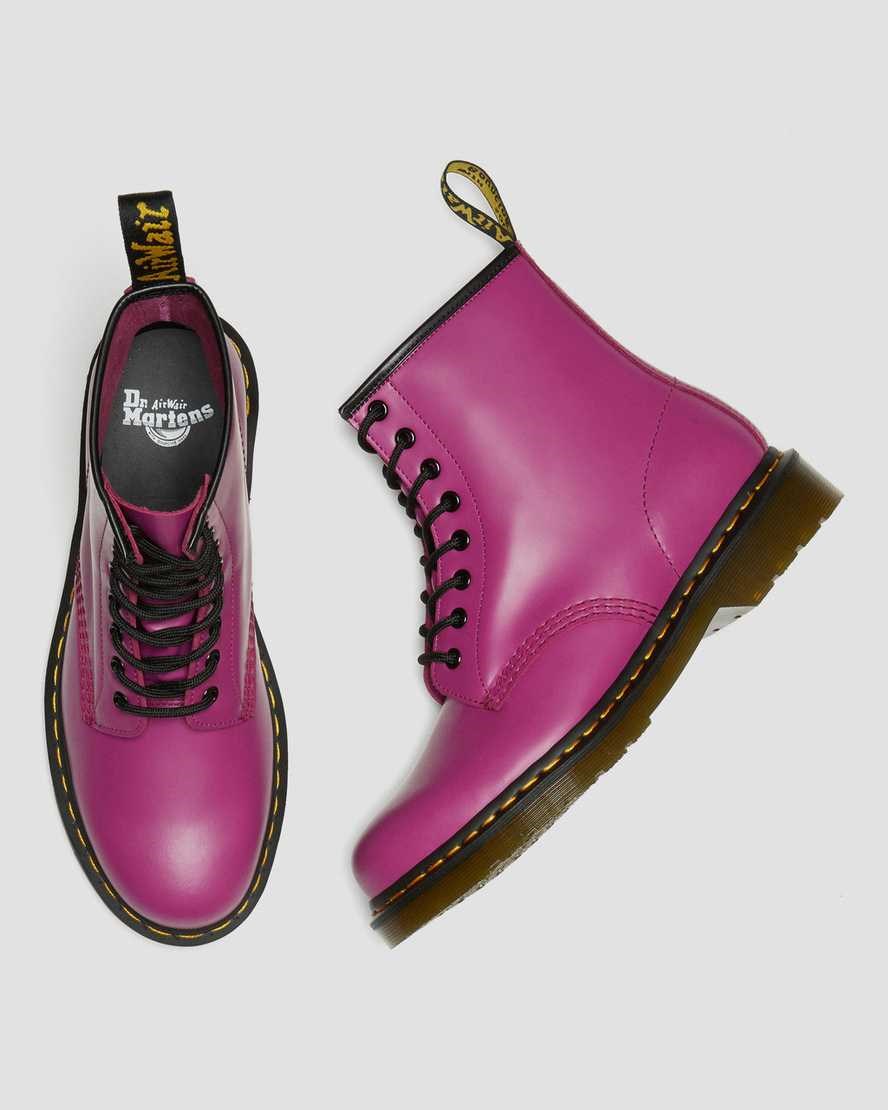 Pink Smooth Leather Women's Dr Martens 1460 Smooth Leather Lace Up Boots | KQC-457093