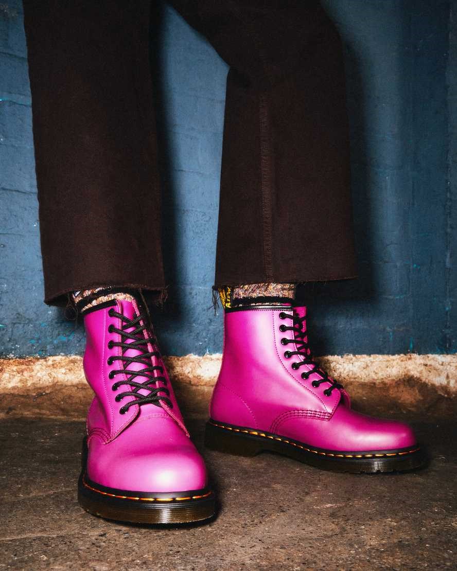 Pink Smooth Leather Women's Dr Martens 1460 Smooth Leather Lace Up Boots | KQC-457093