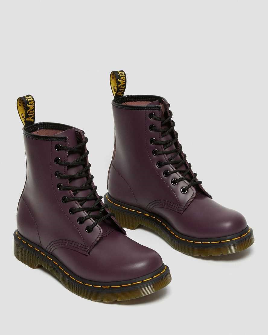 Purple Smooth Leather Women's Dr Martens 1460 Smooth Leather Lace Up Boots | BPQ-273594