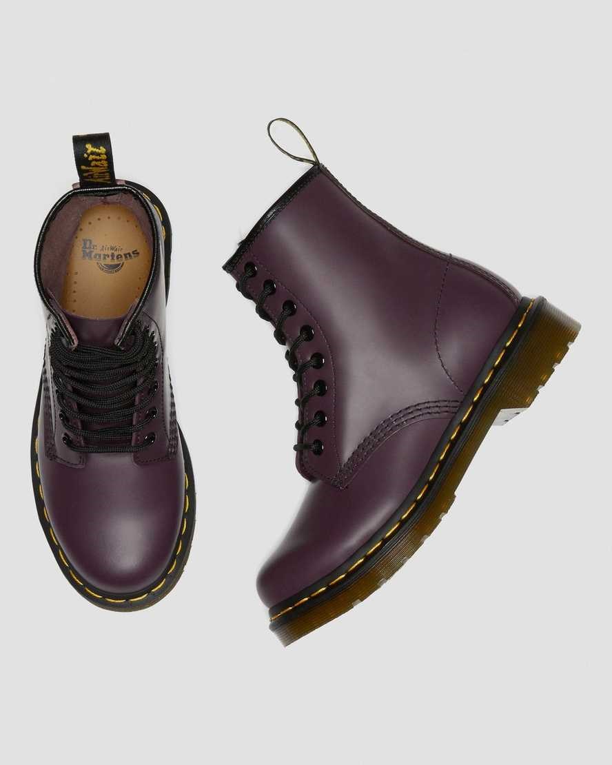 Purple Smooth Leather Women's Dr Martens 1460 Smooth Leather Lace Up Boots | BPQ-273594