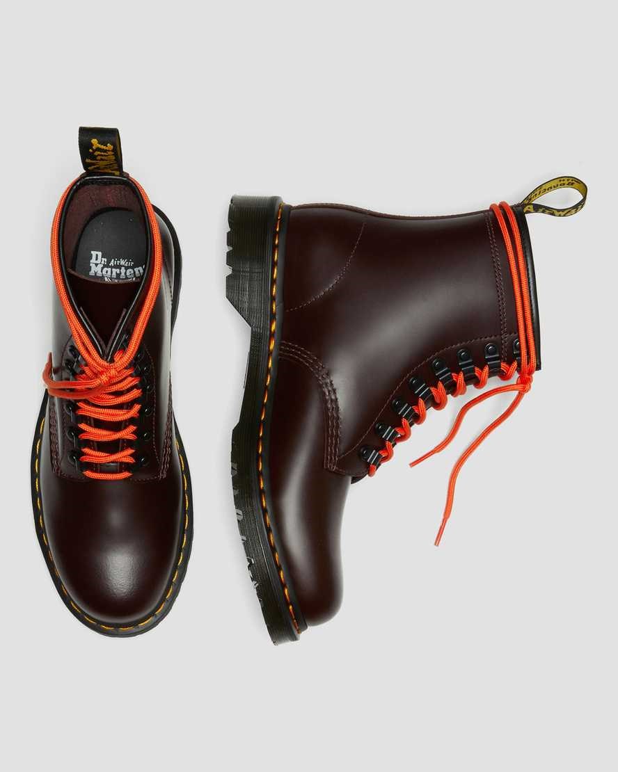 Red Smooth Leather Women's Dr Martens 1460 Ben Smooth Leather Lace Up Boots | ENL-031957