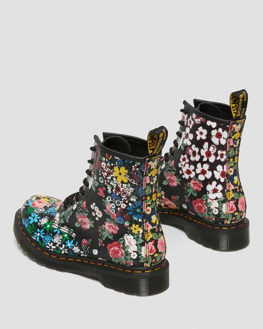 White Floral Mash Up Backhand Women's Dr Martens 1460 Pascal Floral Mash Up Leather Lace Up Boots | VUZ-685347