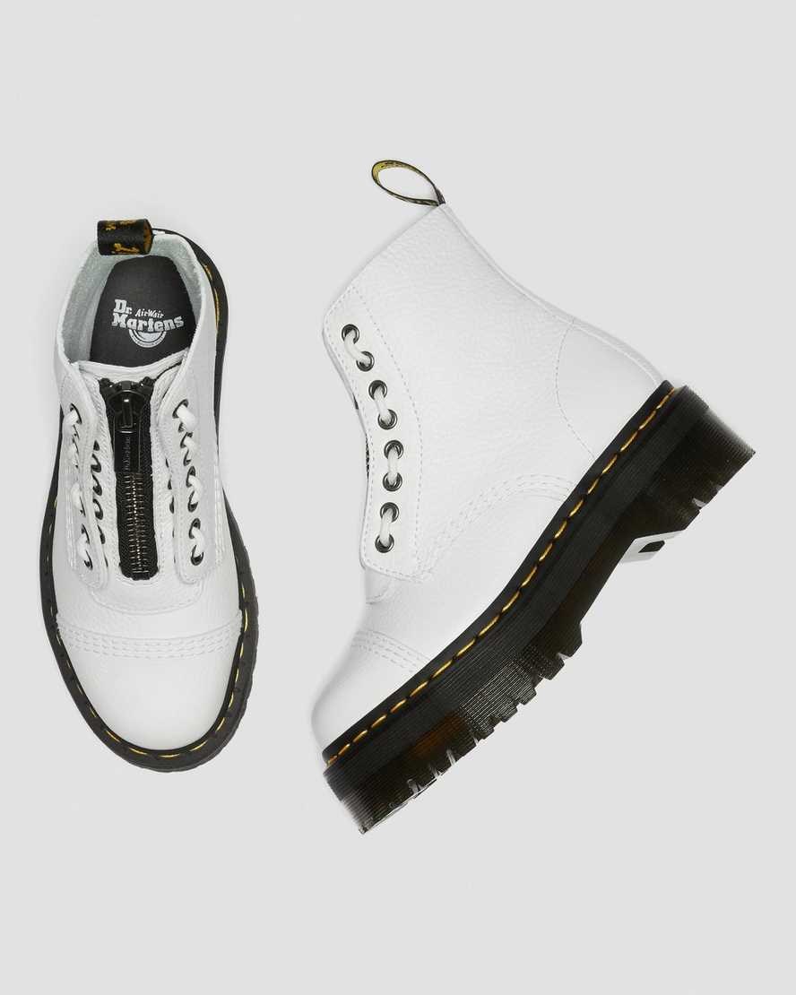 White Milled Nappa Leather Women's Dr Martens Sinclair Milled Nappa Leather Lace Up Boots | LKOGUEF-37