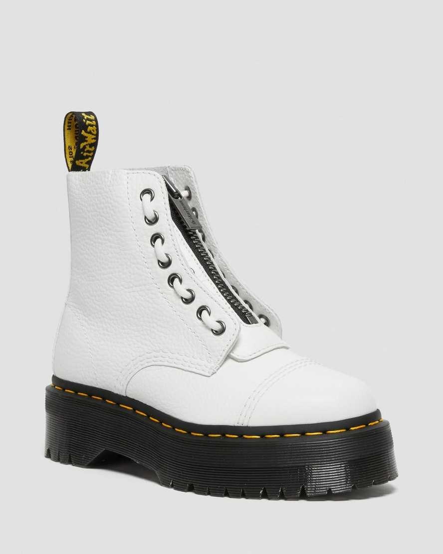 White Milled Nappa Leather Women\'s Dr Martens Sinclair Milled Nappa Leather Lace Up Boots | LKOGUEF-37