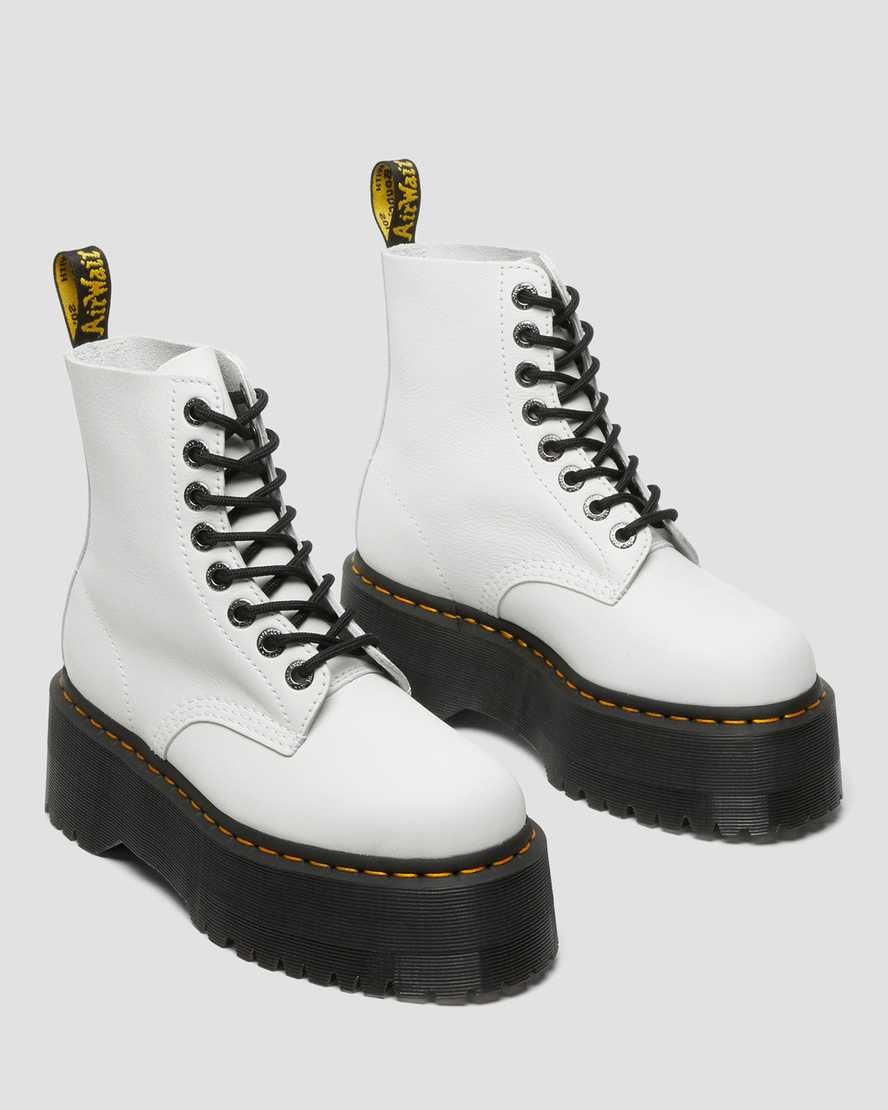 White Pisa Women's Dr Martens 1460 Pascal Max Leather Lace Up Boots | GHF-932701