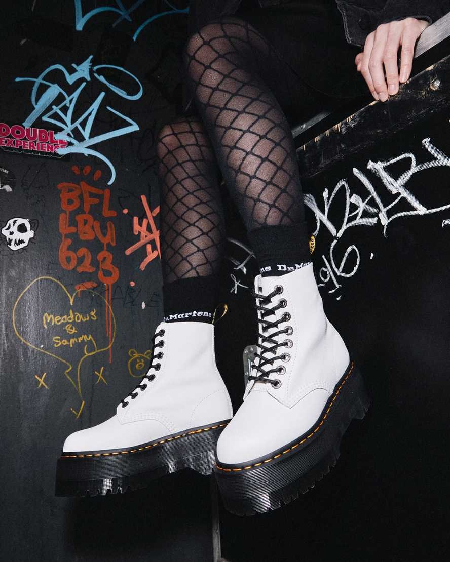 White Pisa Women's Dr Martens 1460 Pascal Max Leather Lace Up Boots | GHF-932701