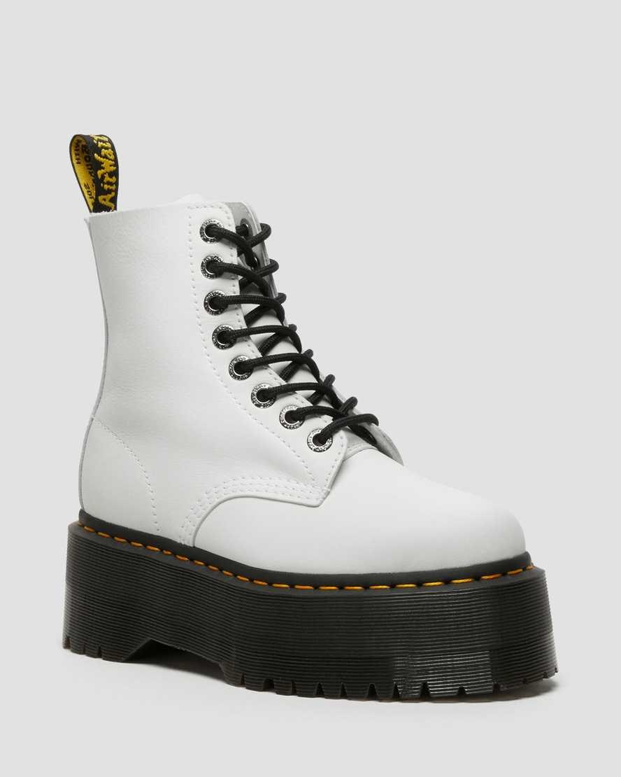 White Pisa Women\'s Dr Martens 1460 Pascal Max Leather Lace Up Boots | GHF-932701