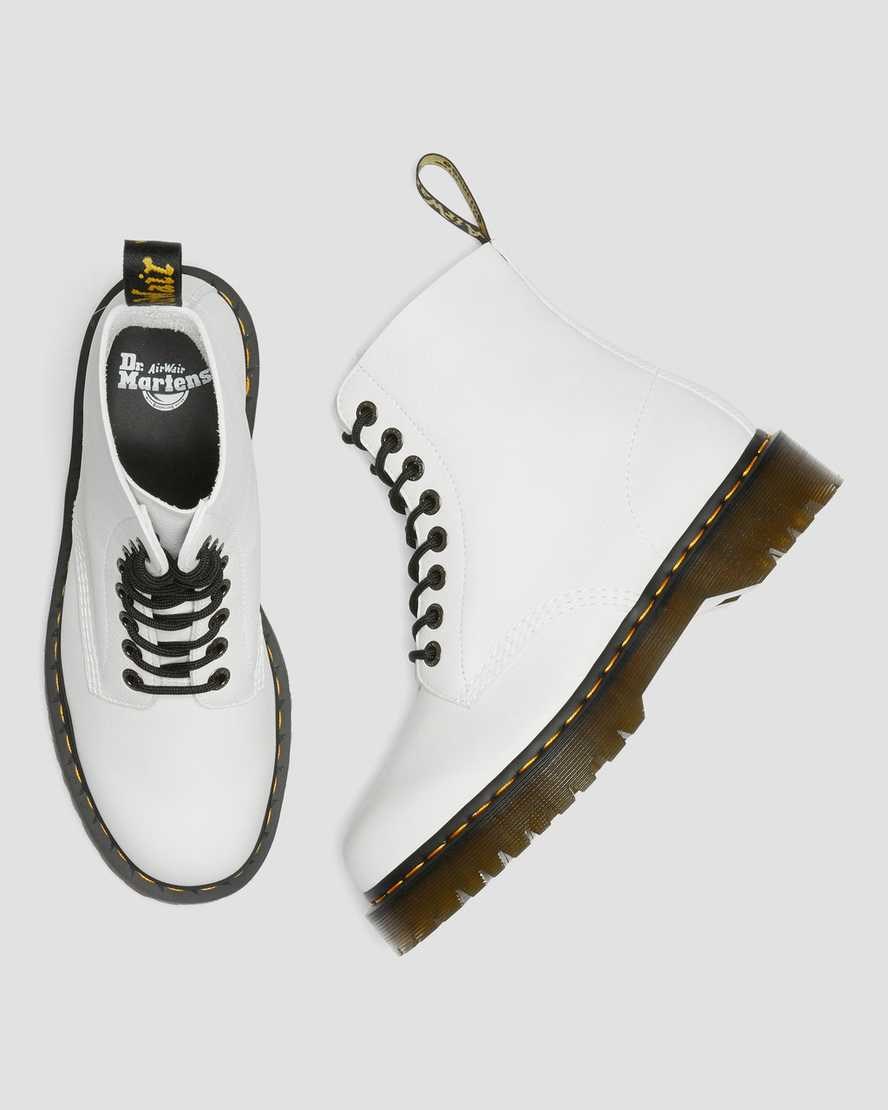 White Pisa Women's Dr Martens 1460 Pascal Bex Pisa Leather Lace Up Boots | KYL-698741