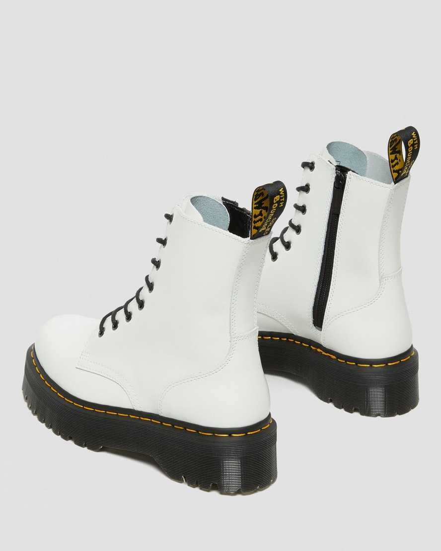 White Polished Smooth Women's Dr Martens Jadon Smooth Leather Lace Up Boots | ENC-459217