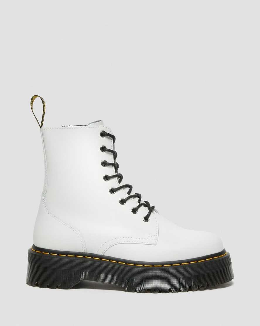 White Polished Smooth Women's Dr Martens Jadon Smooth Leather Lace Up Boots | ENC-459217