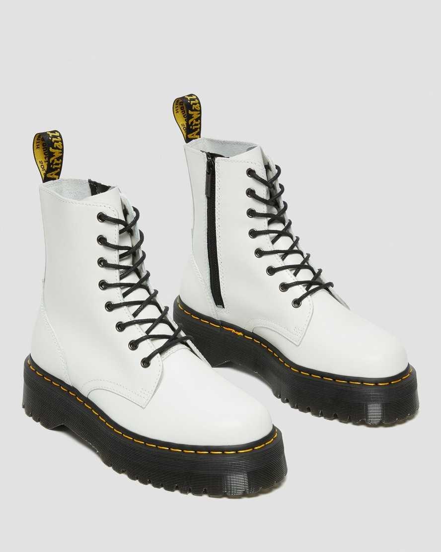 White Polished Smooth Women's Dr Martens Jadon Smooth Leather Lace Up Boots | ENC-459217