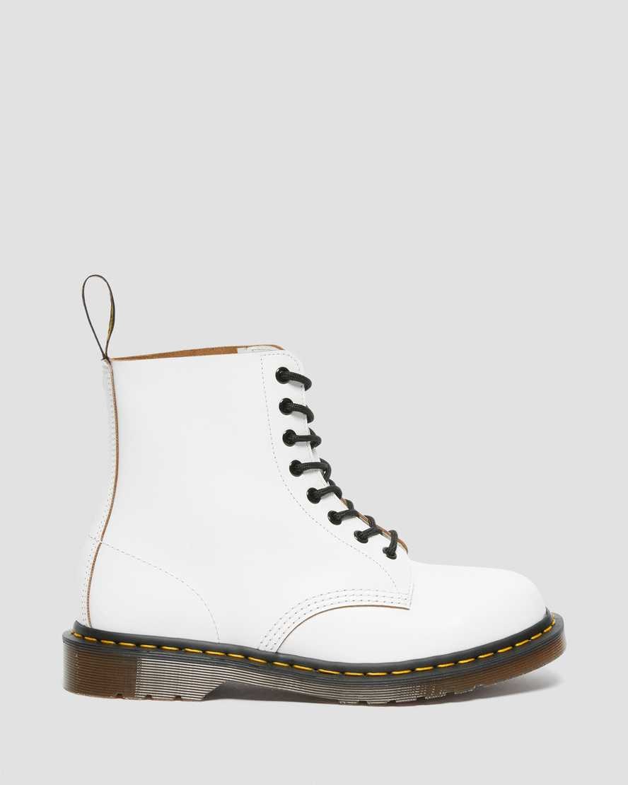 White Quilon Women's Dr Martens 1460 Vintage Made in England Lace Up Boots | AXY-251047