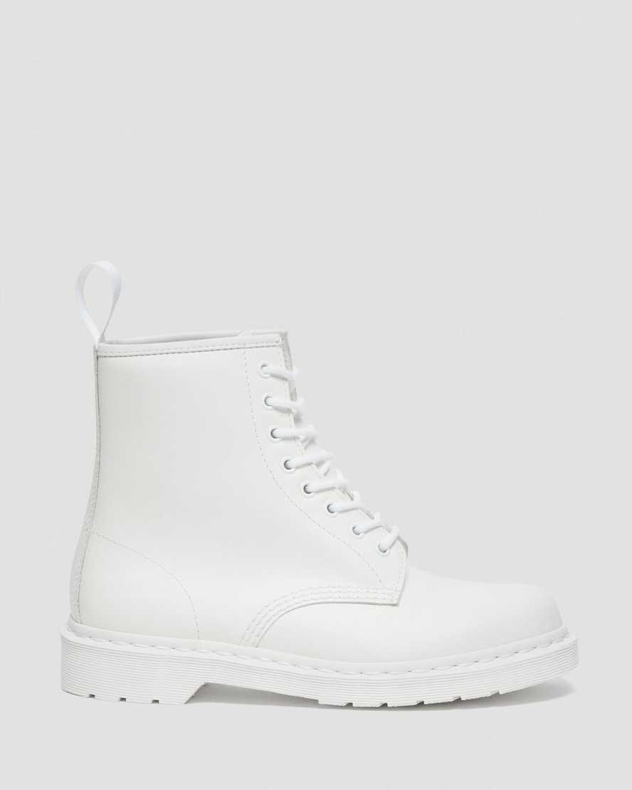 White Smooth Leather Women's Dr Martens 1460 Mono Smooth Leather Lace Up Boots | DOA-361820