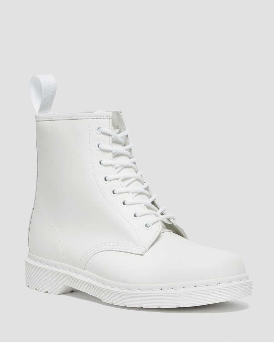 White Smooth Leather Women\'s Dr Martens 1460 Mono Smooth Leather Lace Up Boots | DOA-361820