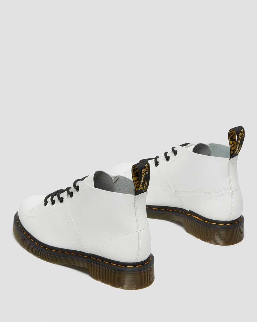 White Smooth Leather Women's Dr Martens Church Smooth Leather Lace Up Boots | UNT-318765