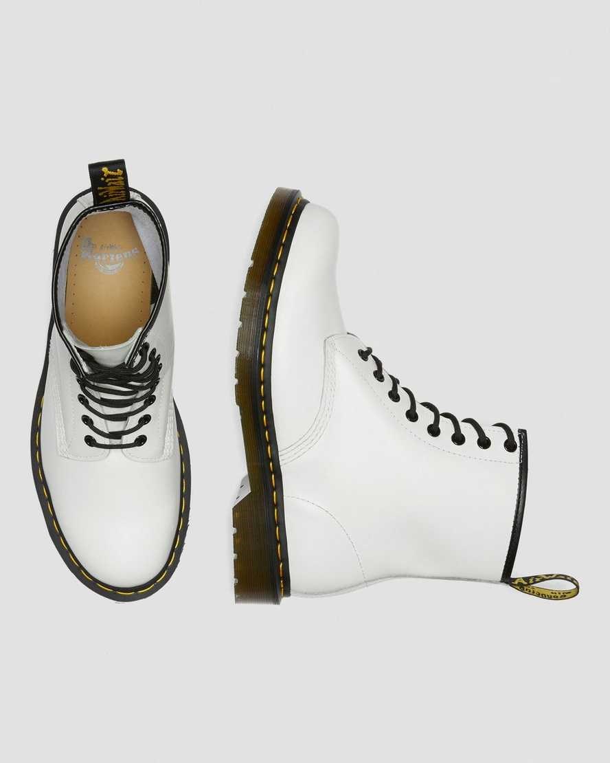 White Smooth Leather Women's Dr Martens 1460 Smooth Leather Lace Up Boots | UWH-049815