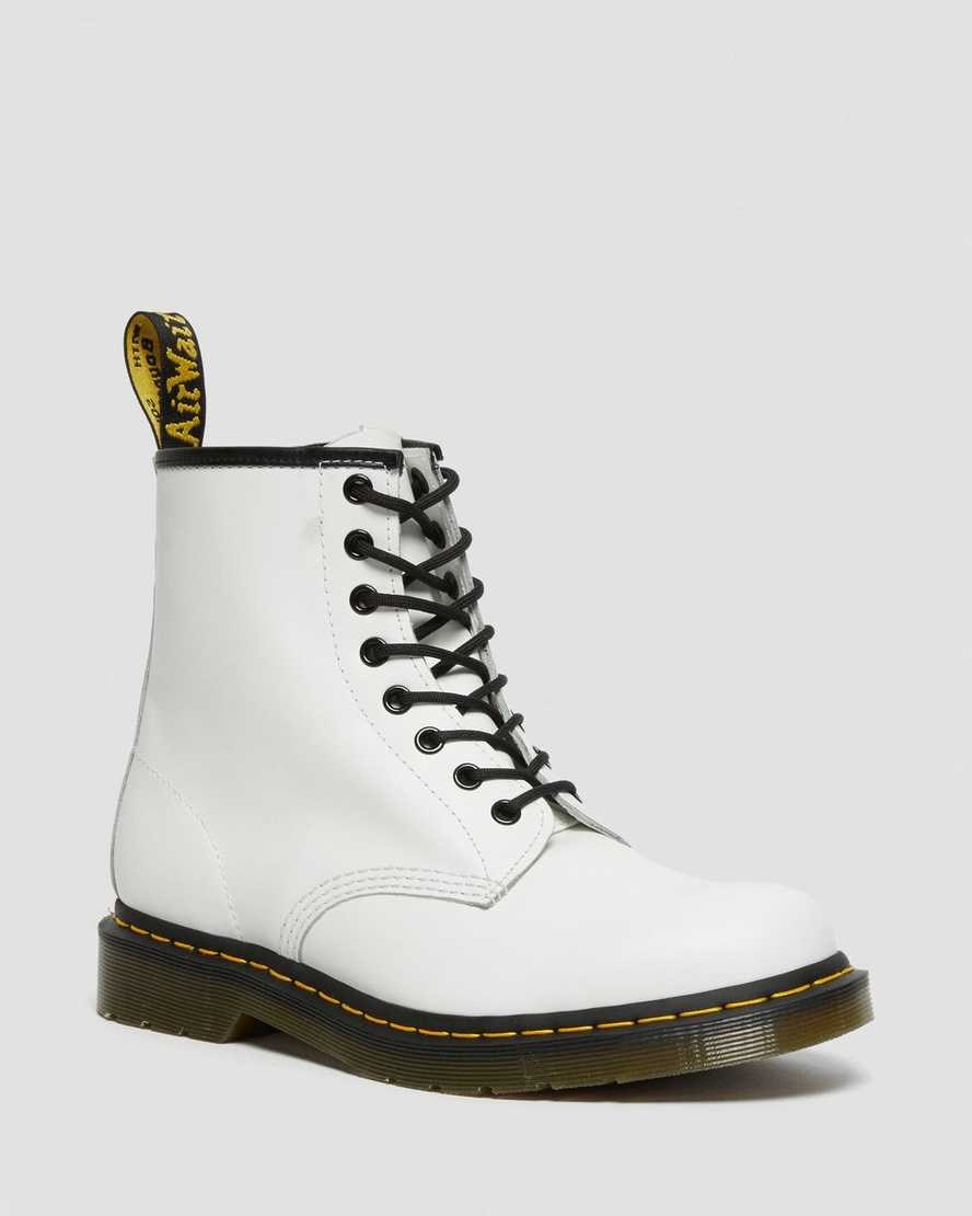 White Smooth Leather Women\'s Dr Martens 1460 Smooth Leather Lace Up Boots | UWH-049815