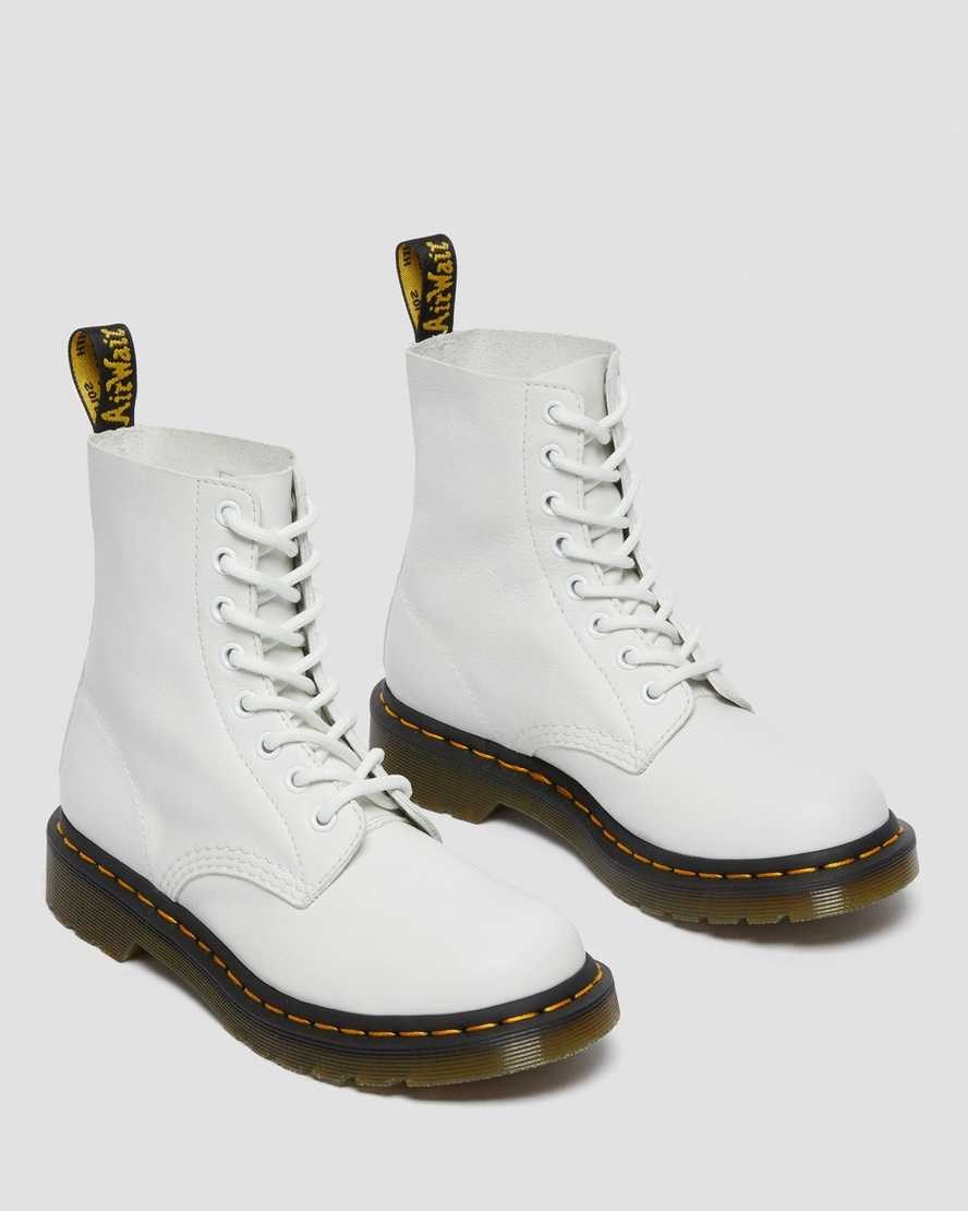 White Virginia Women's Dr Martens 1460 Pascal Virginia Leather Lace Up Boots | JWM-278695