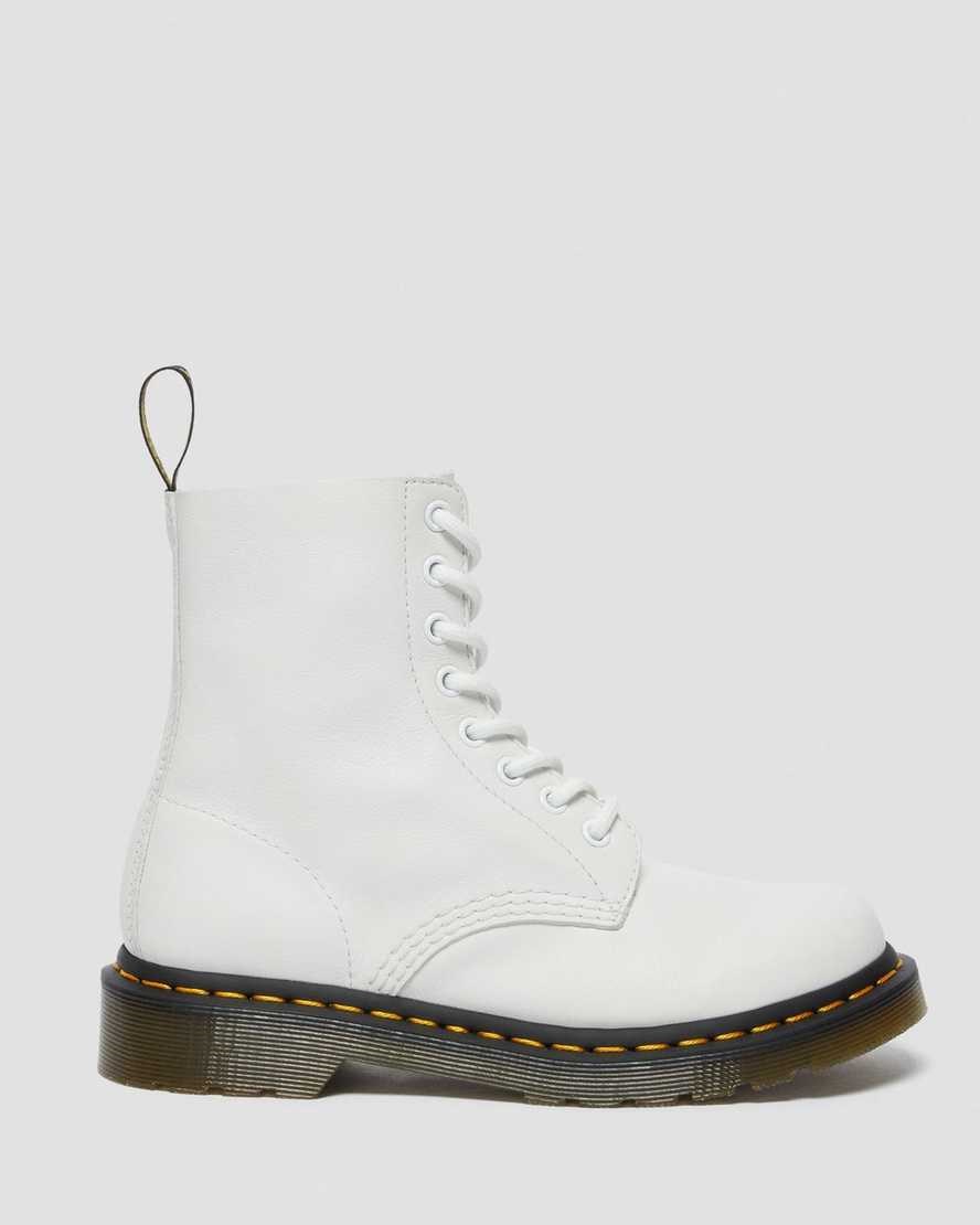 White Virginia Women's Dr Martens 1460 Pascal Virginia Leather Lace Up Boots | JWM-278695