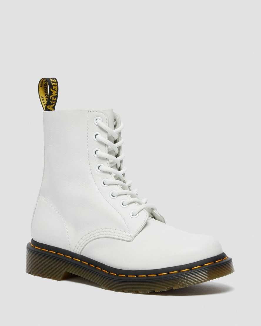 White Virginia Women\'s Dr Martens 1460 Pascal Virginia Leather Lace Up Boots | JWM-278695