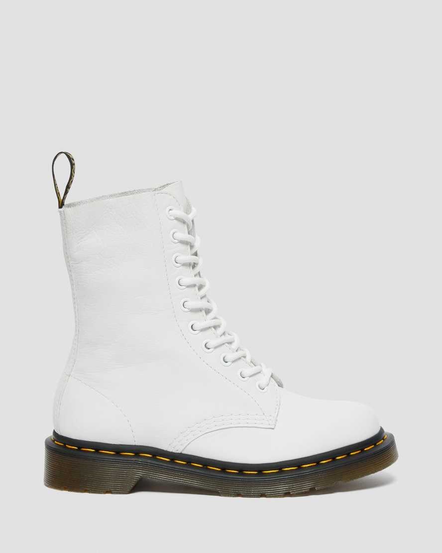 White Virginia Women's Dr Martens 1490 Virginia Leather Lace Up Boots | JTX-381650